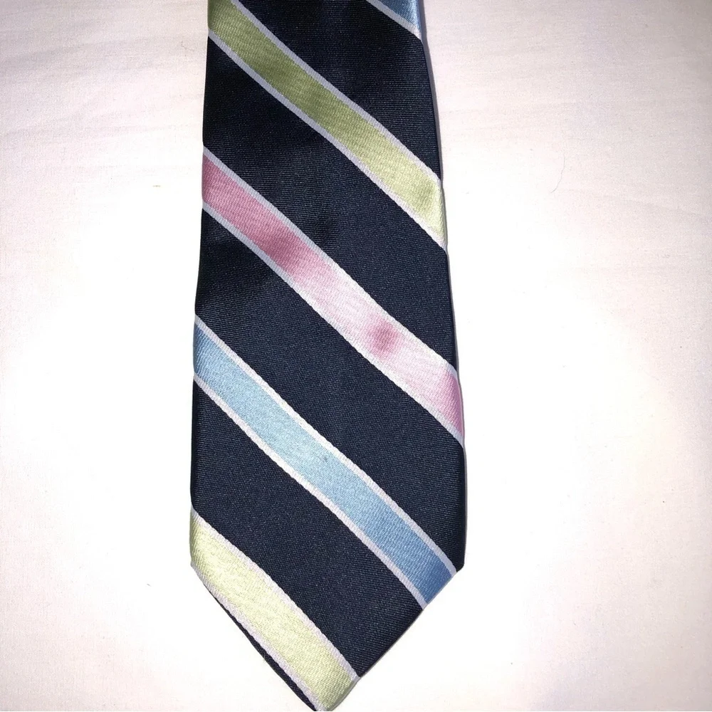 Boys Tie Gymboree Navy Blue Green Pink Striped Spring Easter